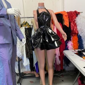 Black latex  Shane Justin inspired dress